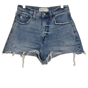 Abercrombie & Fitch Curve Love 90s Relaxed Denim Cutoff Shorts High Rise Size 26